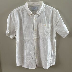 Old Navy Boys White Monochrome Plaid Button Down Shirt Sz XL (14-16)